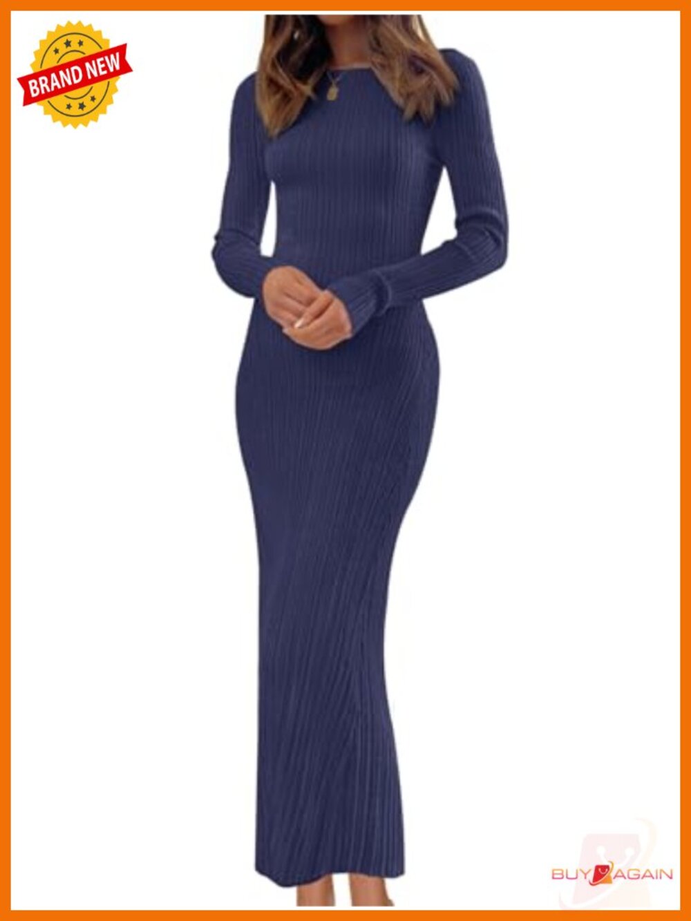 Women's Long Sleeve Bodycon Maxi Sweater Dress Ribbed Knit Slim Fit